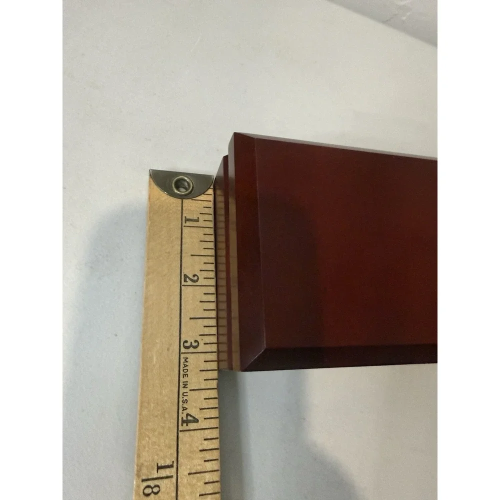 Vintage Wooden T-Bar Earring Box High Gloss Mahogany Finish Cream Leatherette